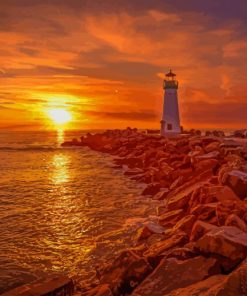 Lighthouse Sunset View paint by number
