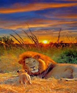 Lion With His Child paint by numbers