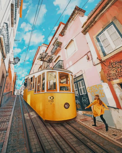 Lisbon Tram Yellow Portugal