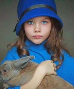 Little Girl Carrying Rabbit paint by number