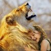 Little Girl Hugging A Lion paint by number