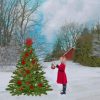 Little Girl With Christmas Tree paint by number