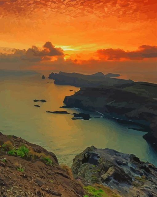 Madeira Island Sunset paint by number