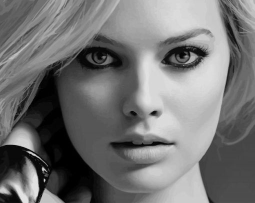 Margot Robbie Black And White paint by number