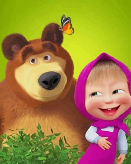 Masha and The Bear NEW Paint By Numbers - Canvas Paint by numbers