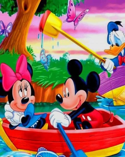 Mickey Duck and Minnie On The Boat paint by numbers