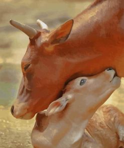Mom Cow and Her Baby paint by numbers