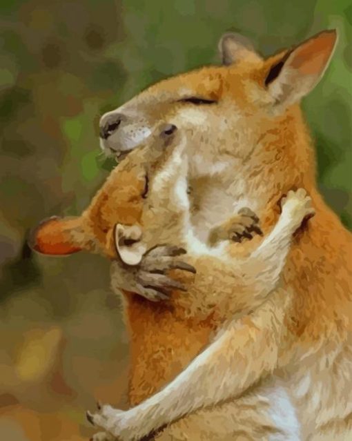 Mom kangaroo and Her Baby paint by numbers