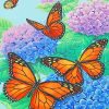 Monarch Butterflies And Blue Flowers paint by number