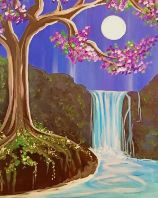 Moonlight Waterfal paint by numbers