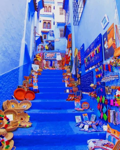 Moroccan Blue City paint by numbers