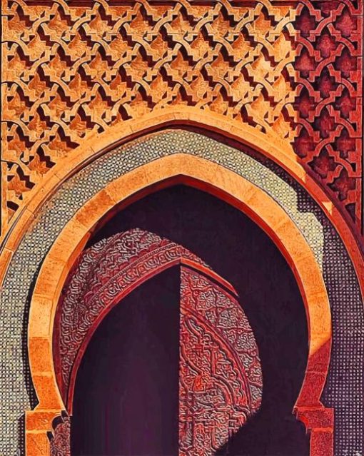 Moroccan Wood Door Design paint by numbers