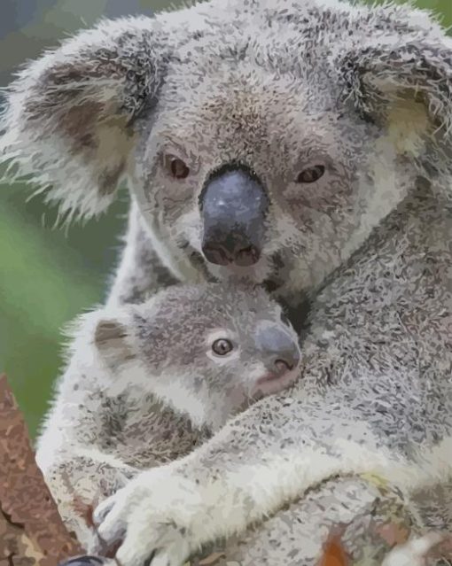 Mother and Baby koala paint by numbers