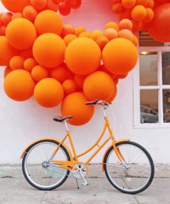 Orange Bike And Balloons paint by number