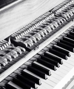 piano and keys black and white painting by numbers