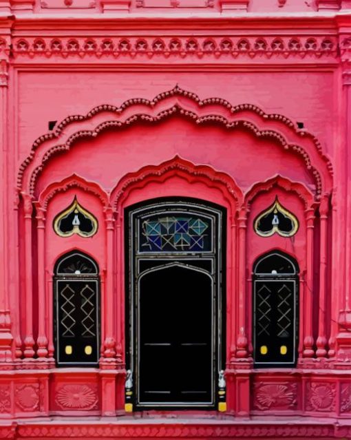 Pink And Black Building paint by numbers