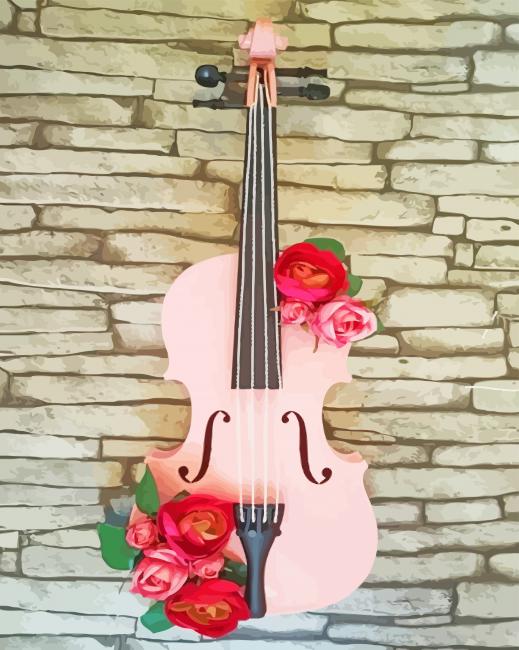 Pink Violin Art paint by numbers