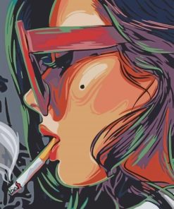 Pop Art Girl Smoking paint by numbers