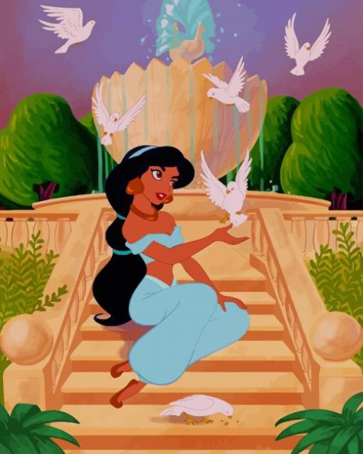 Princess Jasmine With Birds paint by number