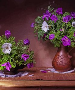 Purple And White Flowers In Vase paint by number