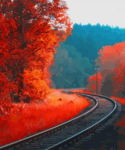 Railway Autumn Forest paint by number
