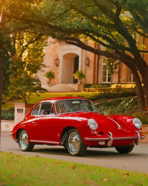 Red Porsche 356 paint by numbers