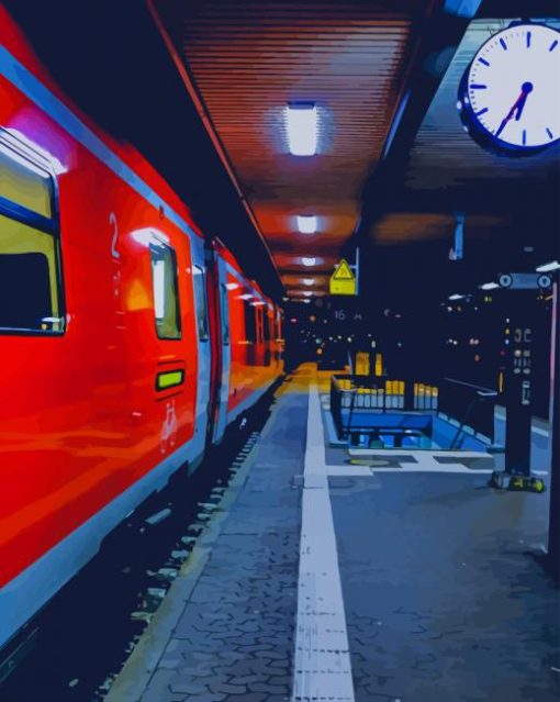Red Train At The Station paint by numbers