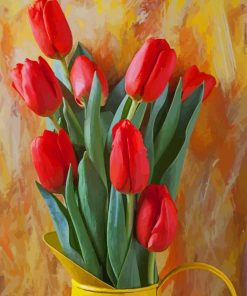 Red Tulips in Yellow Pitcher paint by numbers