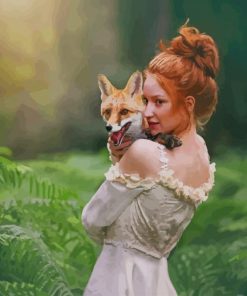 Redhead Girl With Fox paint by number