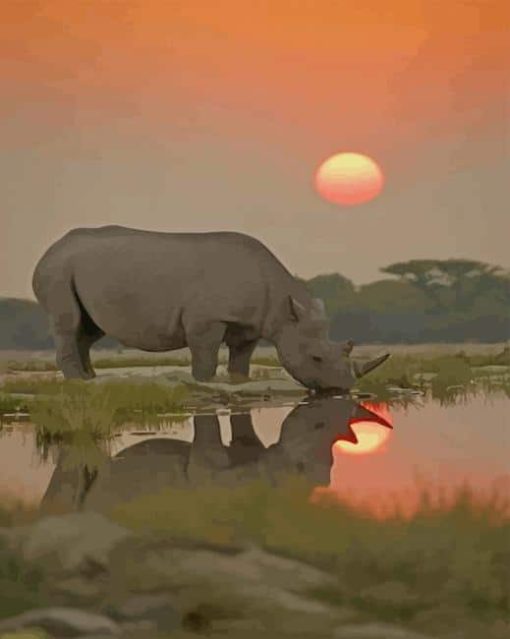 Rhino Sunset paint by numbers