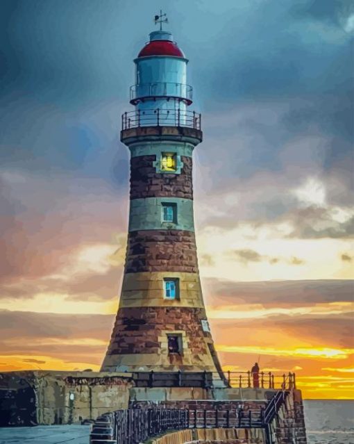 Roker Pier Light House United kingdom paint by numbers