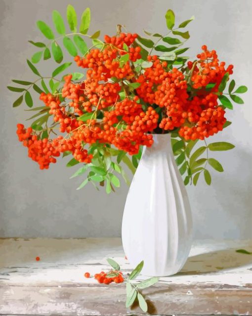 Rowan Berries Vase paint by numbers