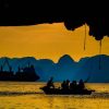 Boat And Mountains Silhouette paint by numbers