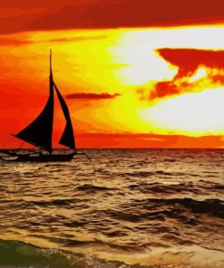 Sailing Sunset Silhouette paint by number