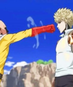 Saitama And Genos Fighting paint by numbers