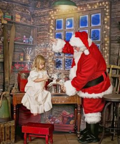 Santa And A Little Girl paint By numbers