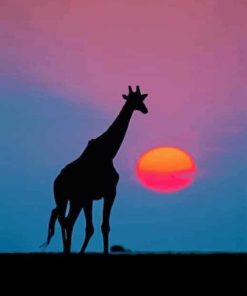 Silhouette of Giraffe Paint by numbers