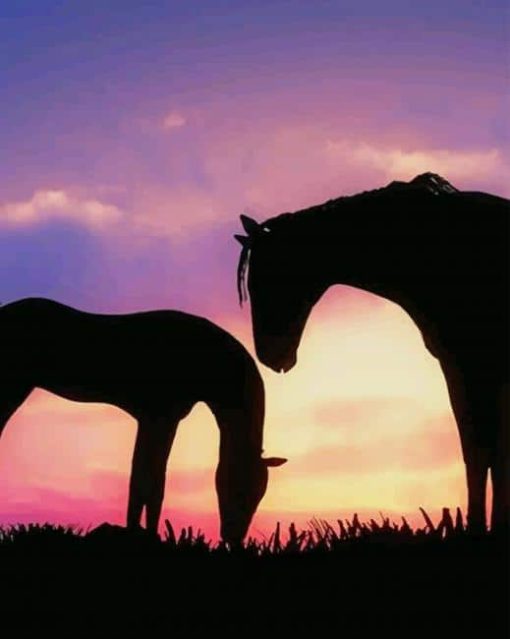 Silhouette of Horses paint by numbers