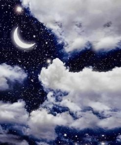 sky with moon and stars paint by numbers