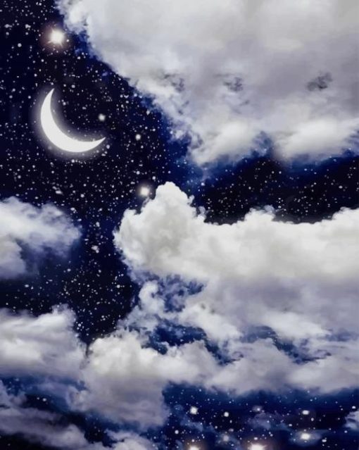 sky with moon and stars paint by numbers