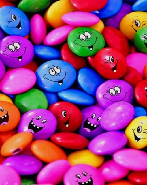 Smiling Colorful Candy paint by numbers