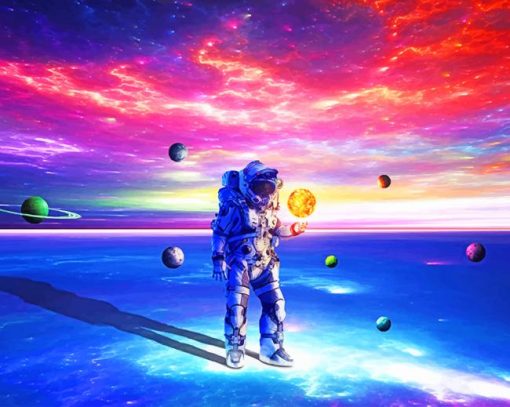 Astronaut In The Colorful Space paint by numbers