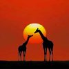 Sunset African Giraffes paint by numbers
