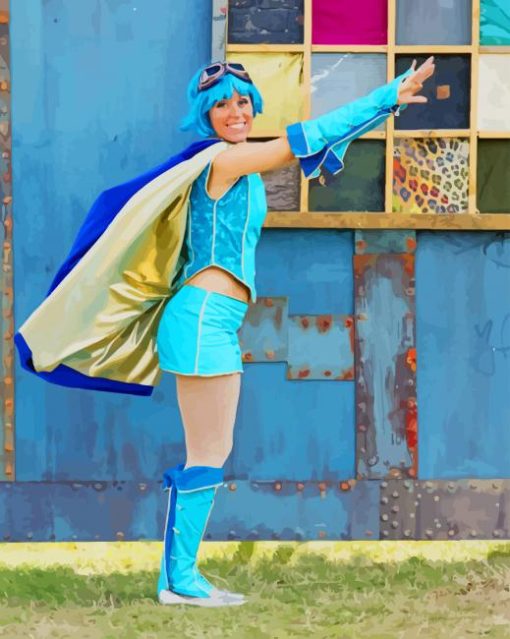 Super Woman In Blue paint by numbers