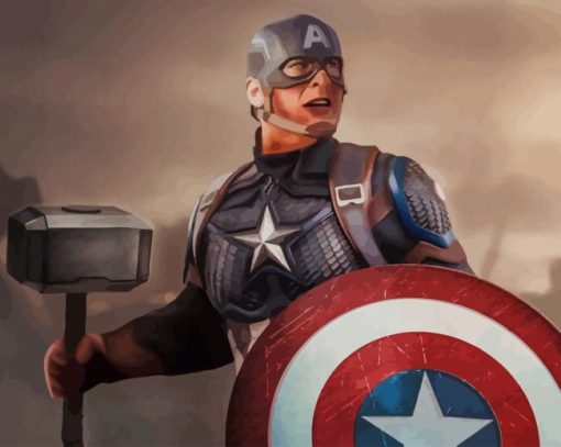 Superhero Captain America paint by number