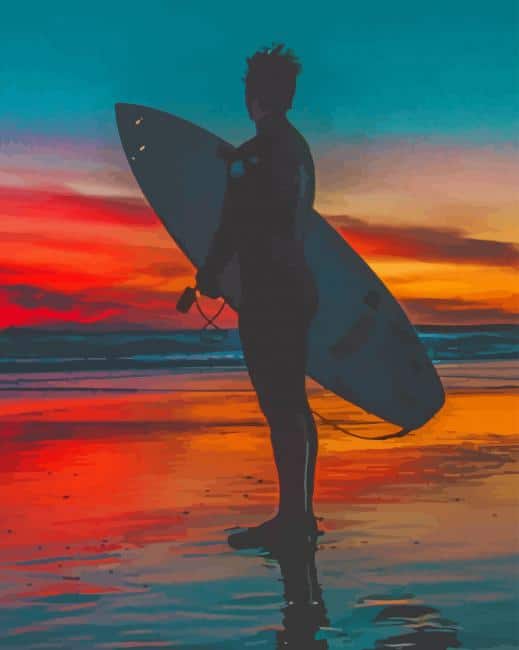 surfer silhouette paint by number