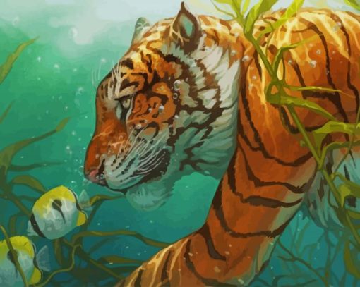 Tiger Under Water paint by number