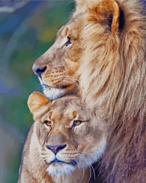 True Love Lion and Lioness paint by numbers