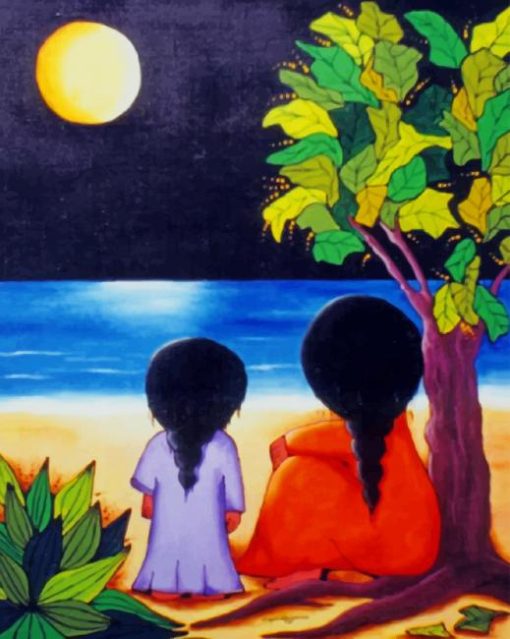 Two Girls Moonlight paint by numbers
