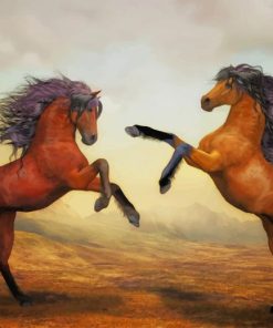Two Horses Having Fun paint by number